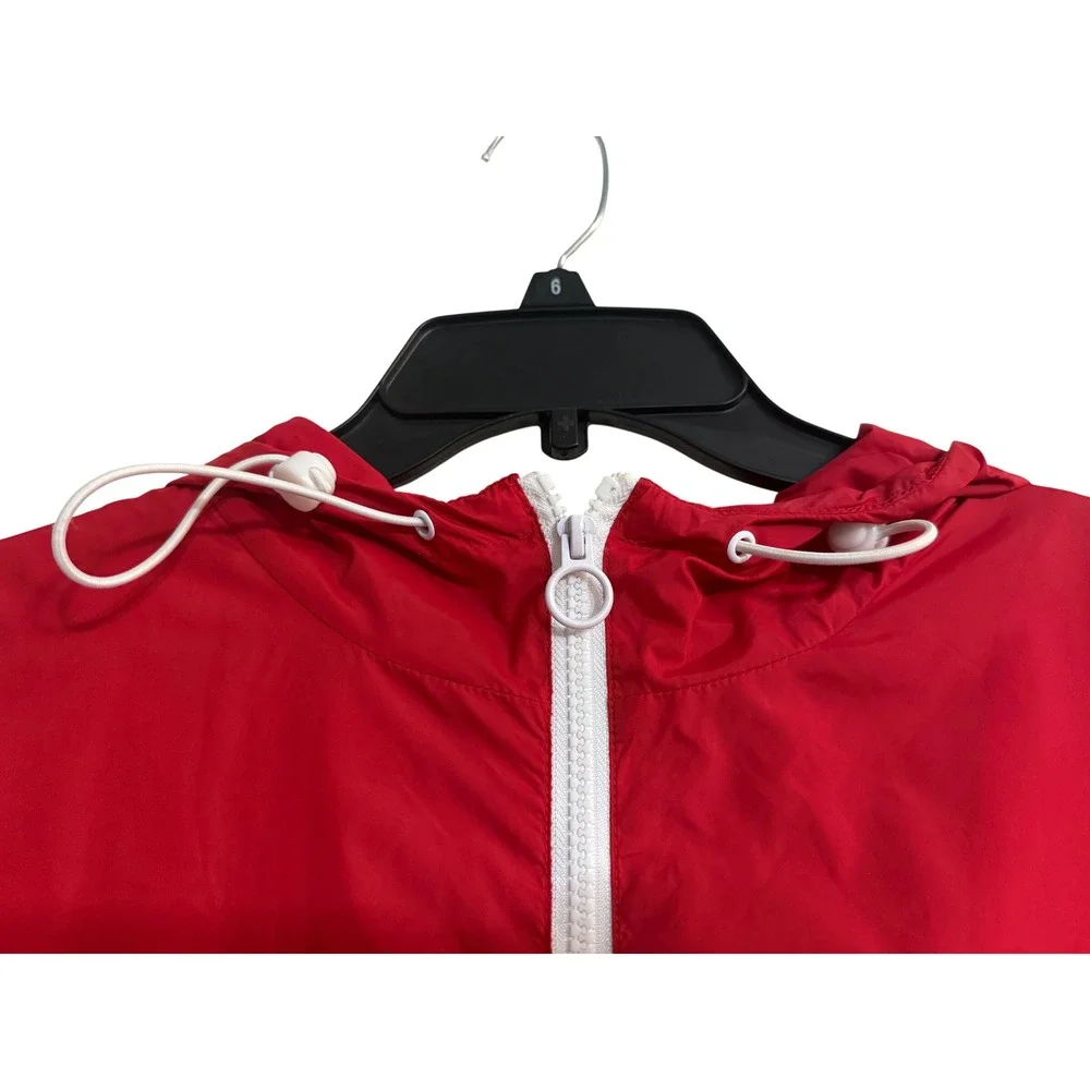 GARAGE Color Block‎ Windbreaker Jacket Hooded Red White Black Lightweight Women